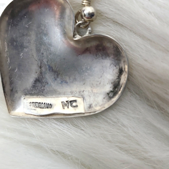 Heart Dangle Earrings Sterling Silver Handmade Jewelry Gift Unique Valentine's - Picture 4 of 4